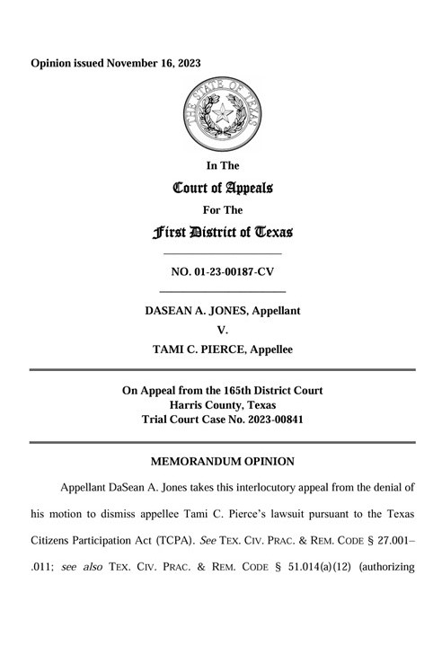 Docket from the Court of Appeals