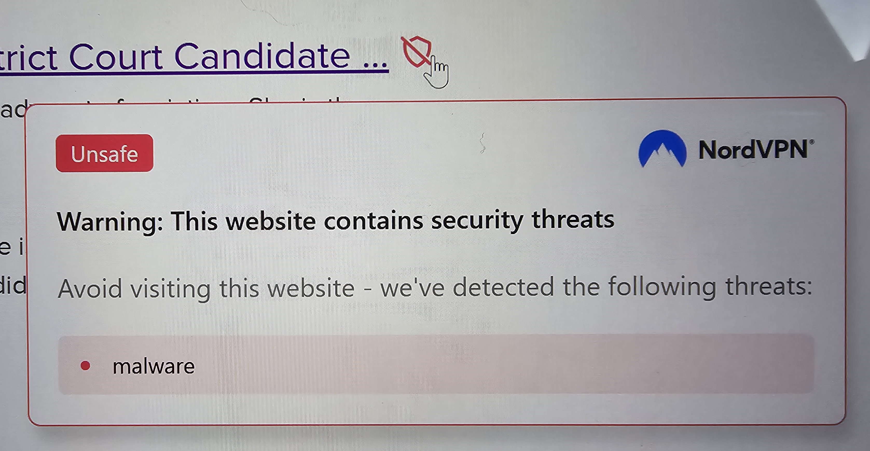 Nord VPN falsely identifies Election Website as Malware Site